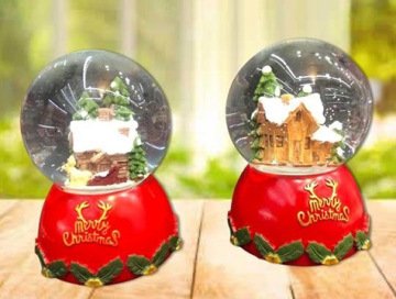 Merry Christmas Işıklı Dağ Evi  Müzikli Cam Kar Küresi