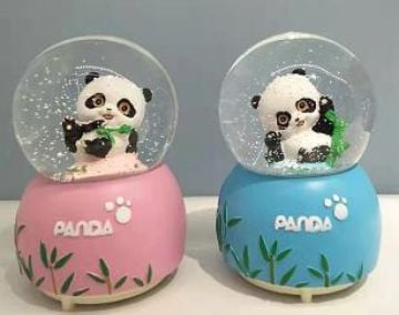 Işıklı Sevimli Panda Ayı Müzikli Cam Kar Küresi
