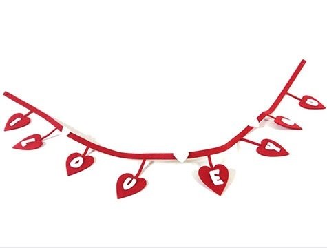 Kalp I Love You Yazılı Keçe Süs