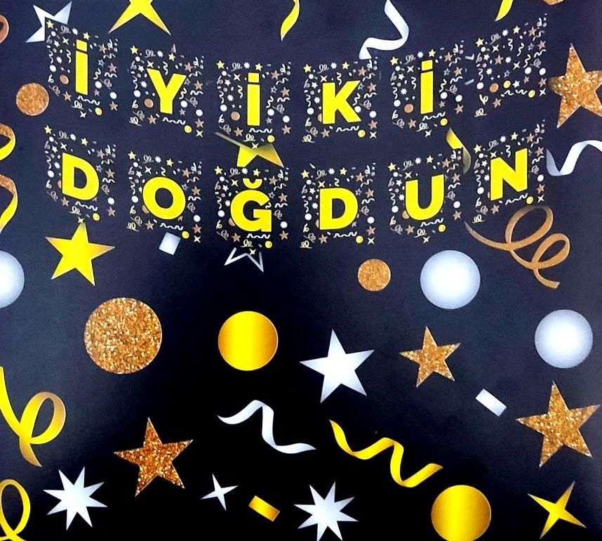 Siyah Yıldızlı İyi Ki Doğdun Banner Uzar Yazı