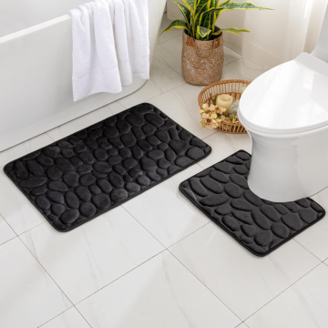 Kabartmalı Kaymaz Hafızalı Köpük Banyo Paspası Seti