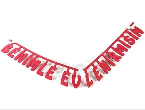 Benimle Evlenir Misin Yazılı Keçe Süsü