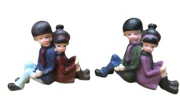 Minyatür Polyester Sırt Sırta Sevgili Teraryum Biblosu  (7 cm x 5.5 cm)
