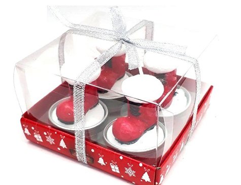 Kırmızı Çizme Tealight Yılbaşı Mumu (4 Adet)