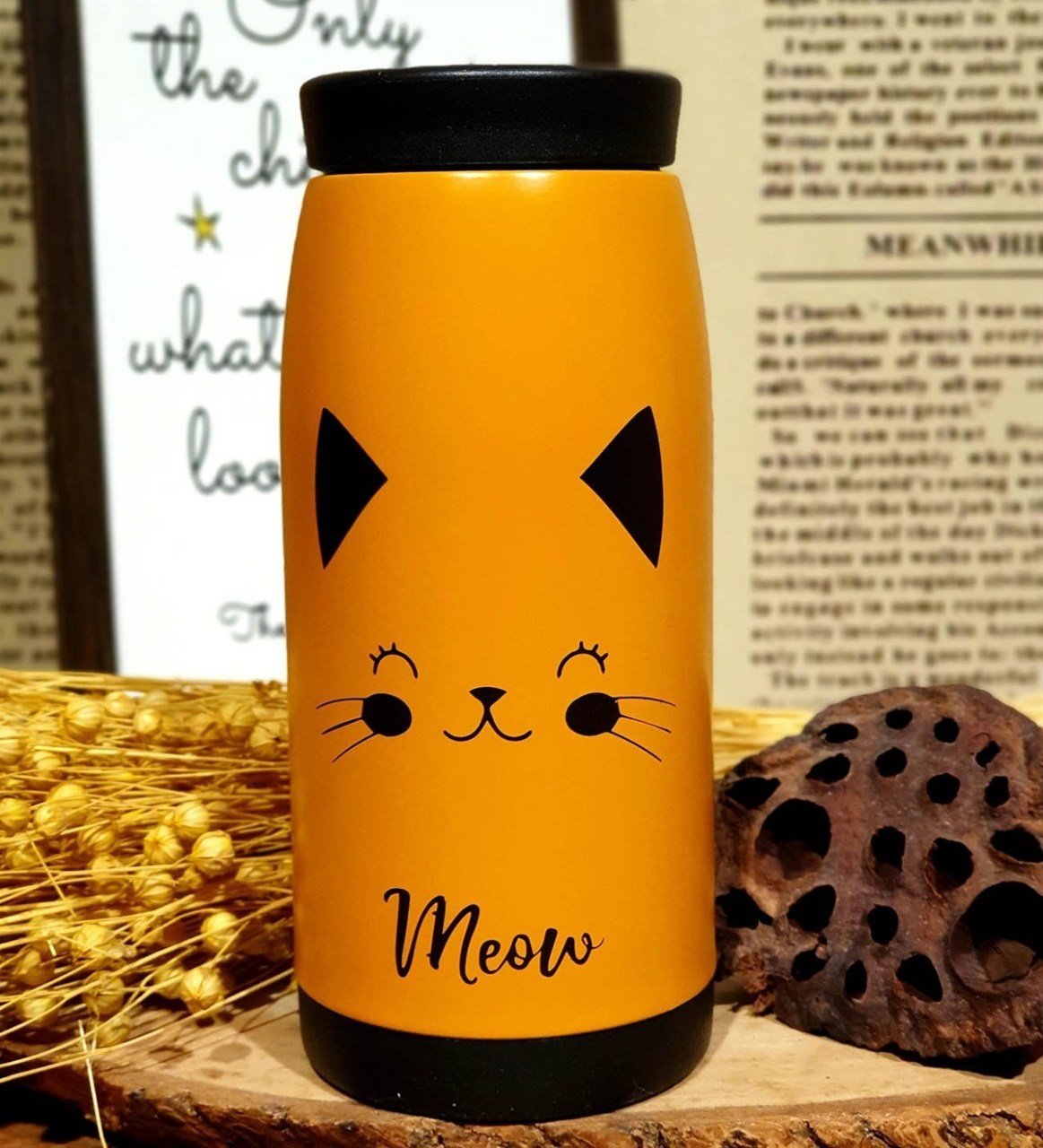 Meow Kedi Temalı Çelik Termos