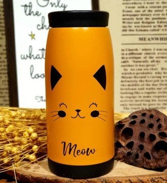 Meow Kedi Temalı Çelik Termos