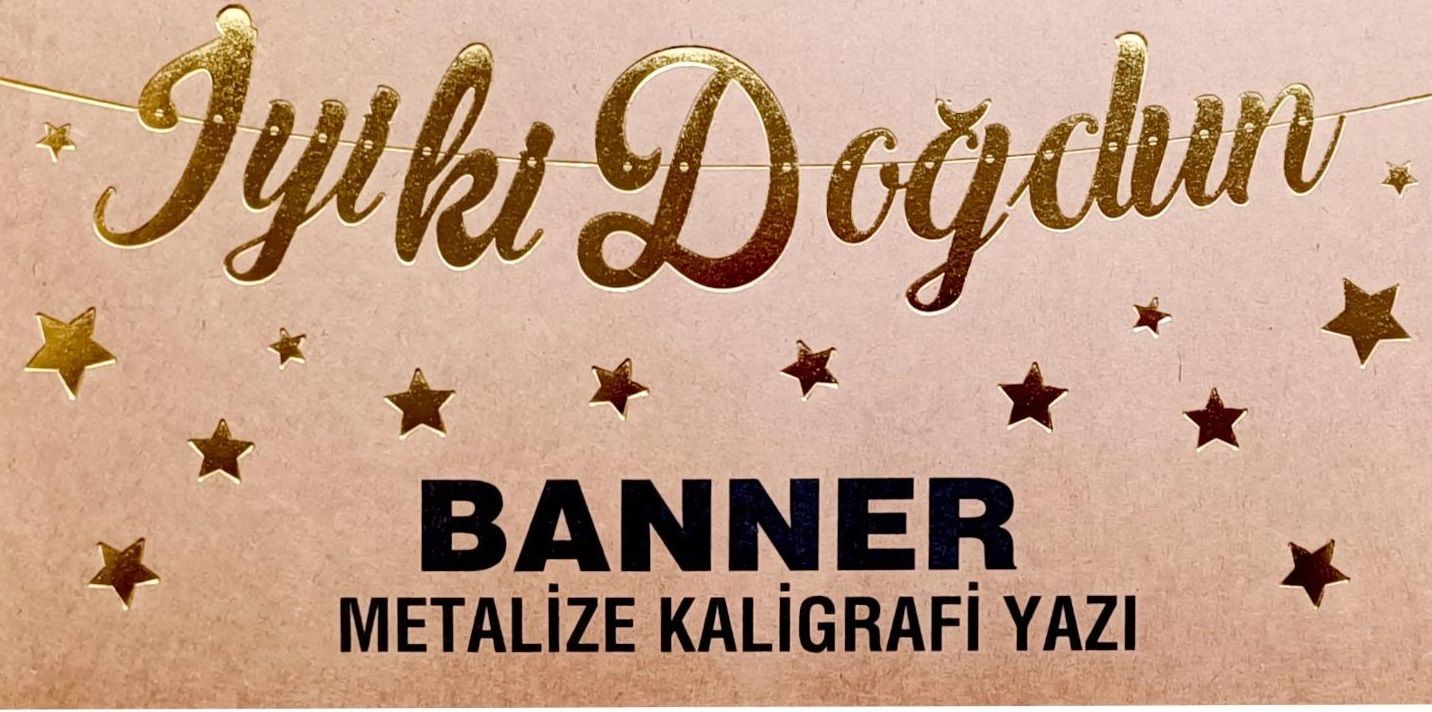 Gold İyi Ki Doğdun Banner Uzar Yazı