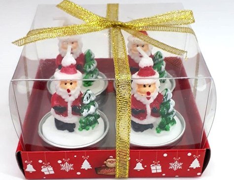 Noel Baba Tasarım Tealight Yılbaşı Mumu (4 Adet)