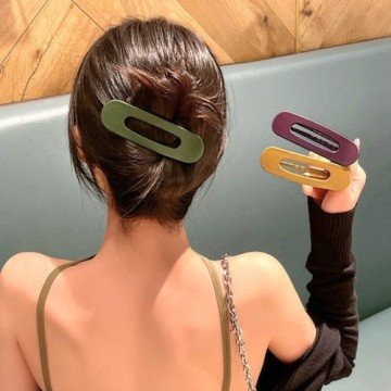 Büyük Boy Klipsli Haki Renk Klipsli Bayan Saç Tokası