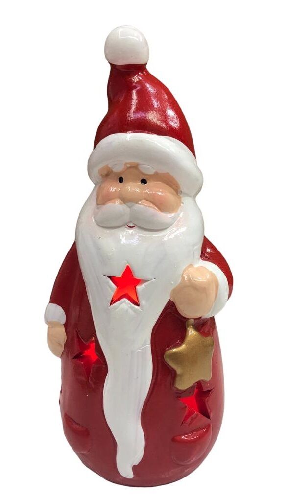 Yılbaşı Hediyesi Işıklı Elinde Yıldız Tutan Noel Baba Biblosu