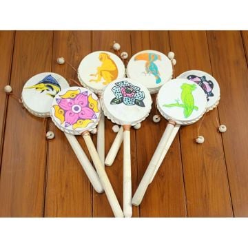 Renkli Şekilli Deri İpli Davul Tamtam (25 cm)