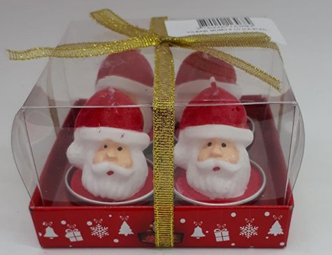 Noel Baba Kafası Şeklinde Tealight Yılbaşı Mumu (4 Adet)