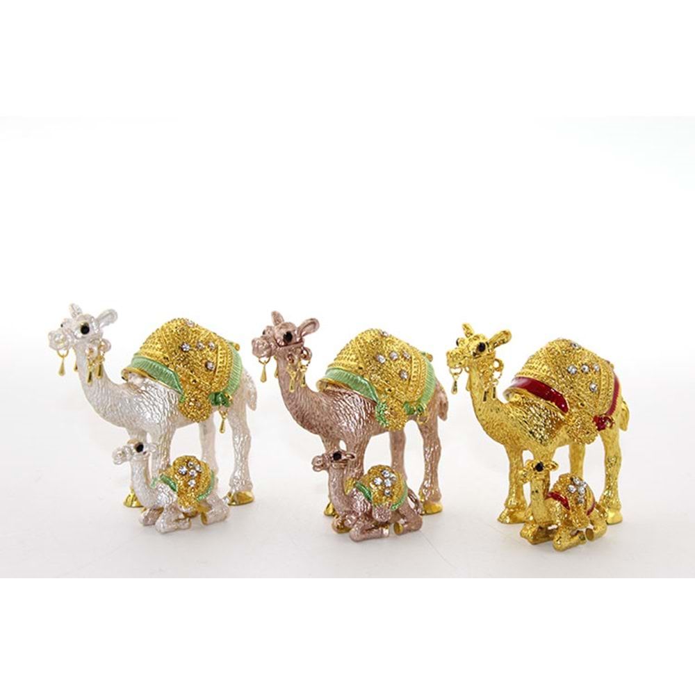 Dekoratif Swarovski Yavrulu Deve Biblosu (9cm x 8cm)
