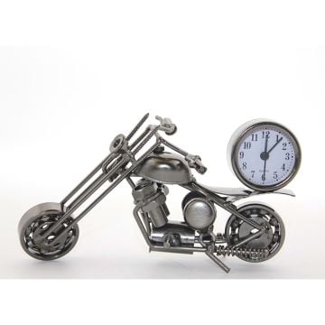 Motosiklet Tasarımlı Dekoratif Metal Masa Saati Biblo (20 cm)