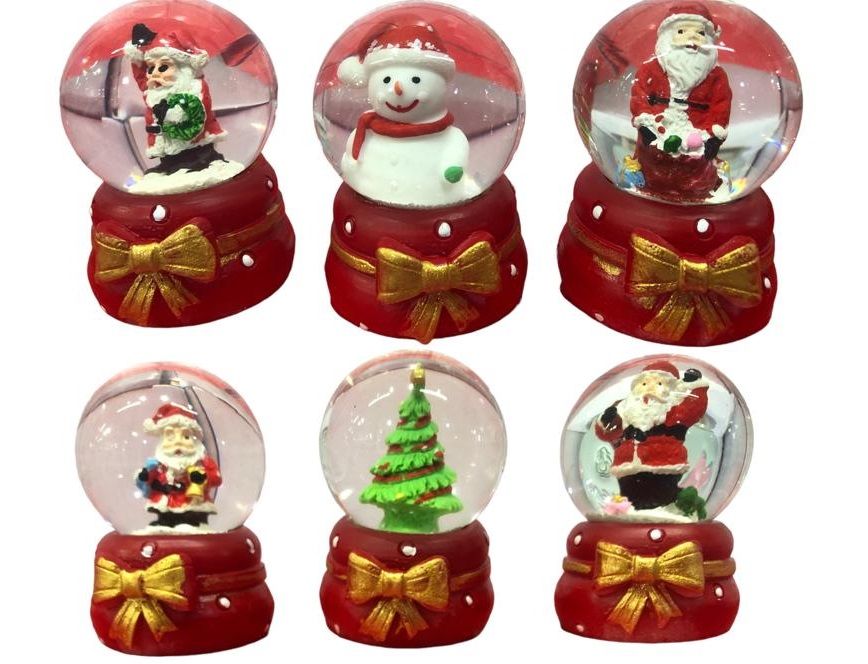Mini Noel Baba & Kardan Adam & Çam Ağaçlı Işıklı Cam Kar Küresi