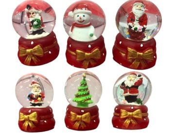 Mini Noel Baba & Kardan Adam & Çam Ağaçlı Işıklı Cam Kar Küresi