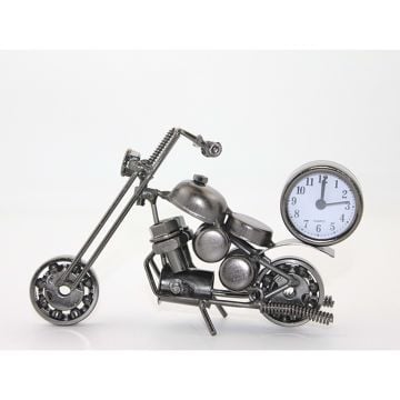 Motosiklet Tasarımlı Dekoratif Metal Masa Saati (20 cm)