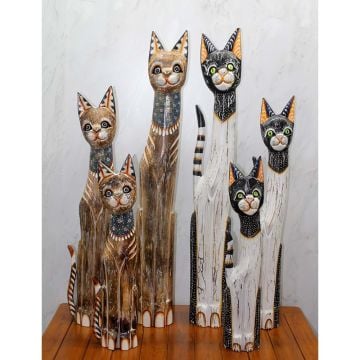 Dekoratif Ahşap 3'lü Kedi Biblosu 100 cm