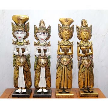 Dekoratif Ahşap Ayakta Buda Biblosu Heykeli 2'li (70 cm)