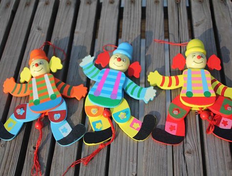 Ahşap Hareketli Palyaço İpli Kukla
