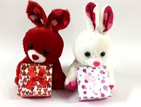Hediye Kutusu Tutan Peluş Tavşan