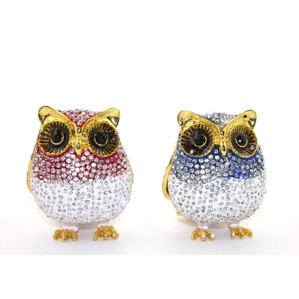 Dekoratif Swarovski Taşlı Baykuş Biblosu (8 cm x 5 cm)
