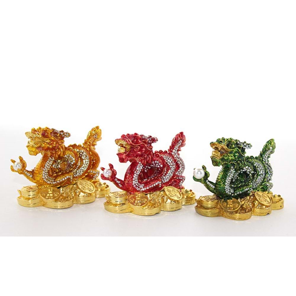 Dekoratif Swarovski Taşlı Tekli Dragon Biblosu (11 cm x 7 cm)