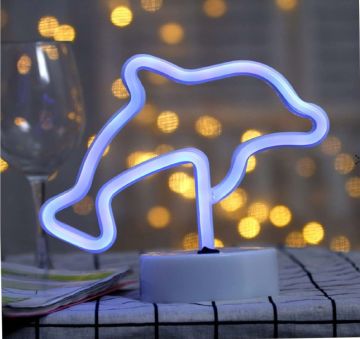 Yunus Balığı Tasarımlı Neon Işık Gece Lambası Parti İçin Duvar Dekoru
