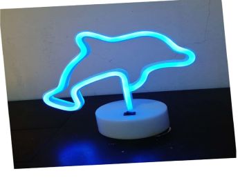 Yunus Balığı Tasarımlı Neon Işık Gece Lambası Parti İçin Duvar Dekoru