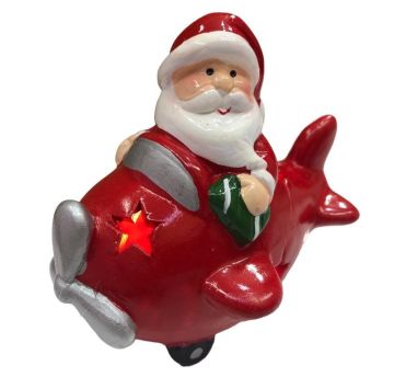 Yılbaşı Hediyesi Işıklı Uçak İçinde Noel Baba Biblosu