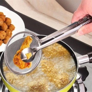 Paslanmaz Metal Haşlama Ve Kızartma Maşalı Süzgeç