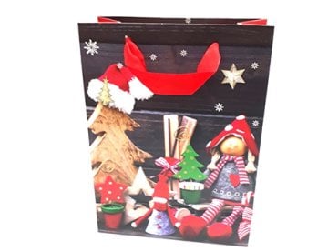 Yılbaşı Oyuncak Bebek Tasarımlı Karton Hediye Çantası