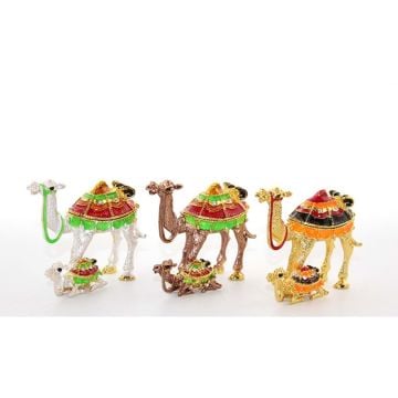 Dekoratif Swarovski Taşlı Deve Ve Yavru Biblosu (8 cm x 7 cm)
