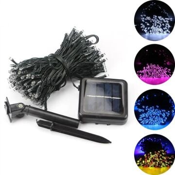 Solar Güneş Enerjili Renkli Rgb Dizili Bahçe Aydınlatma Lambası (12 Mt)