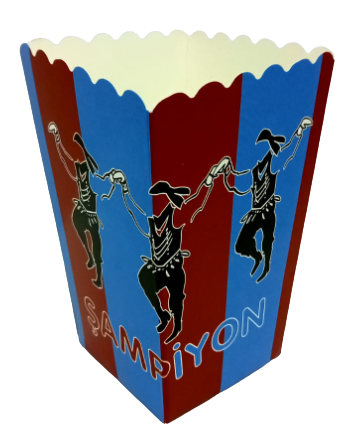 Bordo Mavi Popcorn & Patlamış Mısır Kutusu (8 Adet)