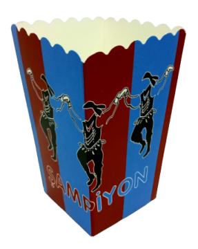 Bordo Mavi Popcorn & Patlamış Mısır Kutusu (8 Adet)