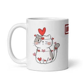 Romantik Aşık Kedi Temalı Seramik Kupa Bardak