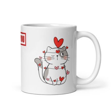 Romantik Aşık Kedi Temalı Seramik Kupa Bardak