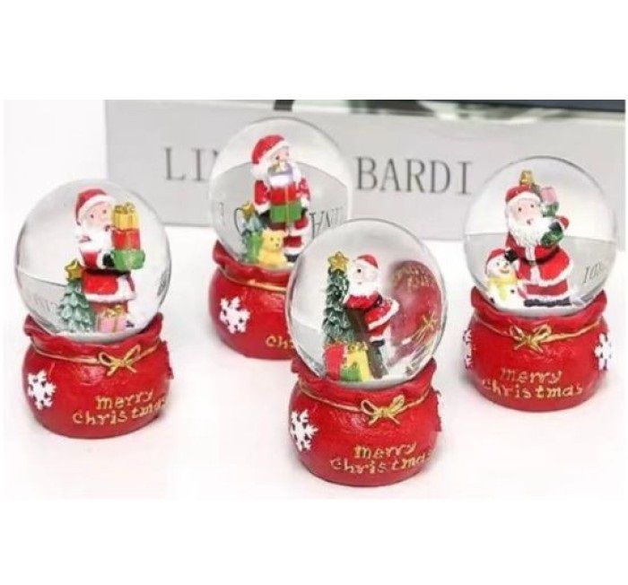 Mini Merry Christmas Yazılı Noel Baba Yılbaşı Cam Kar Küresi