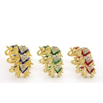 Dekoratif Swarovski 3'lü Taşlı Fil Biblosu(9 cm x 8 cm x 6 cm)