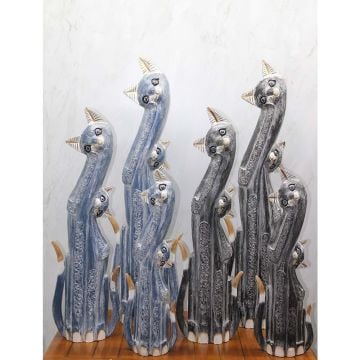 Ahşap Dekorlu Kedi Bibloları 3'lü (100 cm)