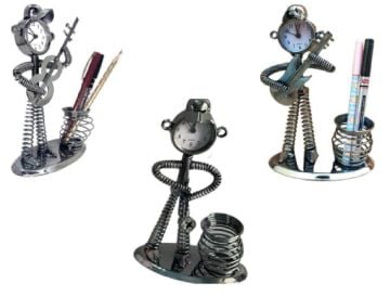 Dekoratif Müzisyen Tasarımlı Saat Özellikli Metal Kalemlik