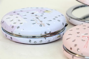 Taşlı Flamingo Tasarımlı Cep Makyaj Aynası (12 Adet)