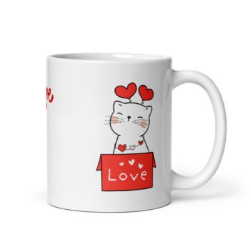 Love Kedi Temalı Seramik Kupa Bardak