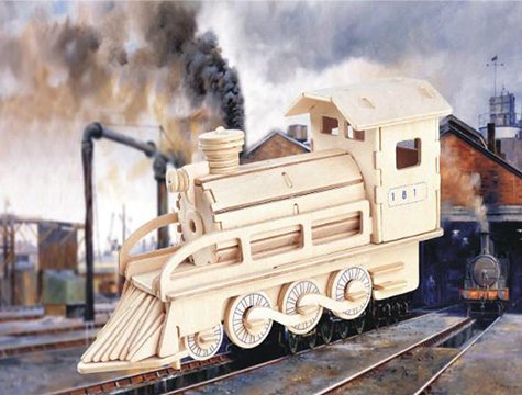 Ahşap 3D Puzzle Lokomotif Maketi