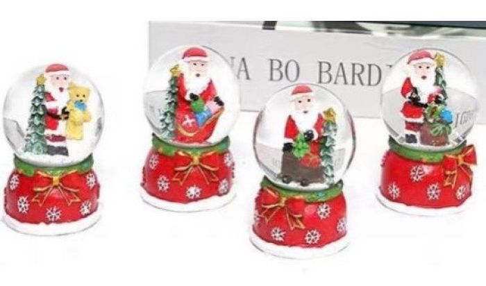 Mini Noel Baba Ayıcık Hediyeler Dekoratif Yılbaşı Cam Kar Küresi