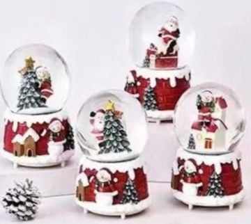 Mini Noel Baba Çam Ağacı Ev Dekoratif Yılbaşı Cam Kar Küresi