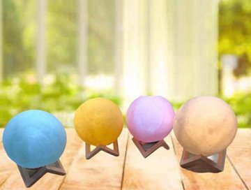 3D Ay Şeklinde Renkli Standlı Gece Lambası Masa Lambası