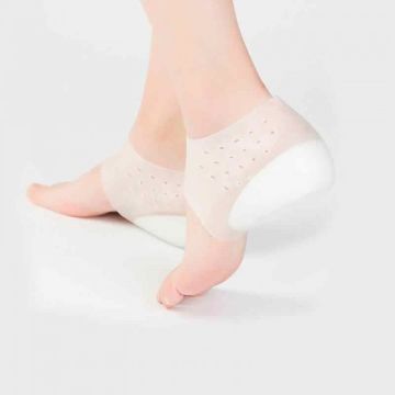 Topuk Çorabı Boy Uzatıcı Silikon Ortopedik Nasır Koruyucu Beyaz