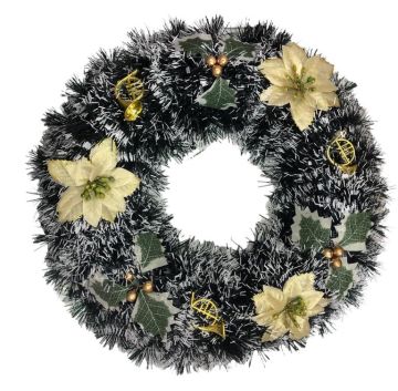 Sarı Çiçekli Gri Temalı Yılbaşı Kapı Süsü (39 cm)